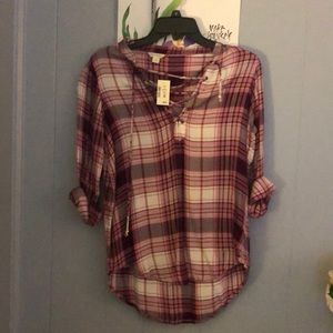 NEVER WORN Aeropostale flannel, laces up blouse